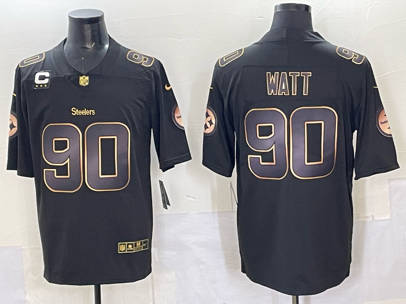 Men Pittsburgh Steelers 90 Watt Black Nike Limited NFL 2025 Jersey style 02